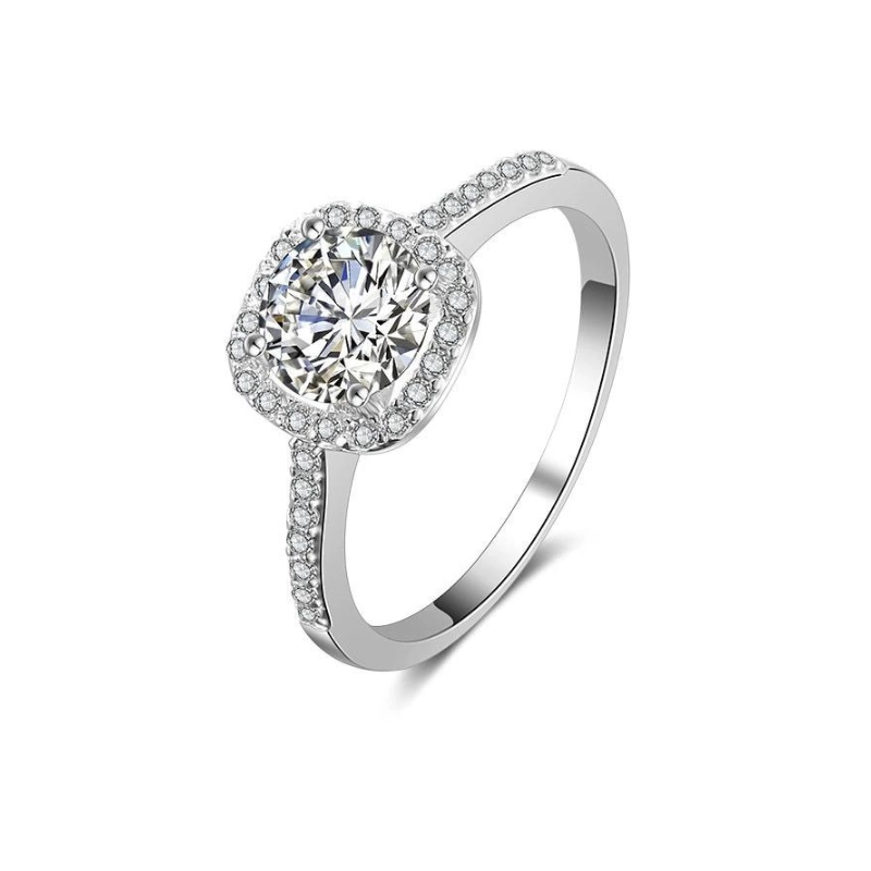 Elegant Cubic Zirconia Square Ring with Gold Plating - main image