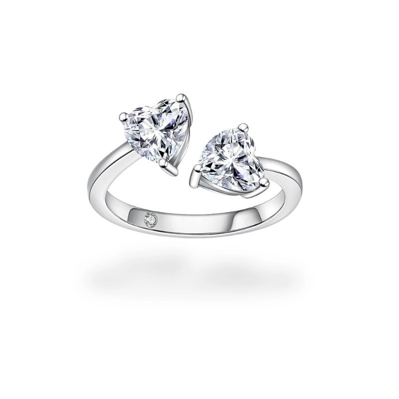 Exclusive 2 carat moissanite ring double heart shape - main image