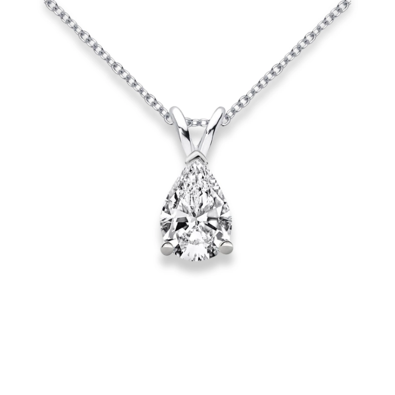 Moissanite Drop Pendant Necklace in White Gold Finish - main