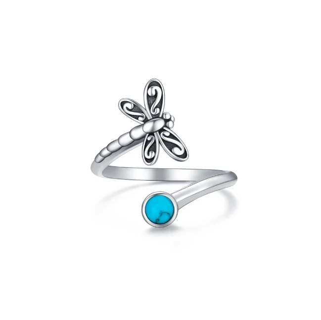 Beautiful butterfly ring with turquoise birthstone 1