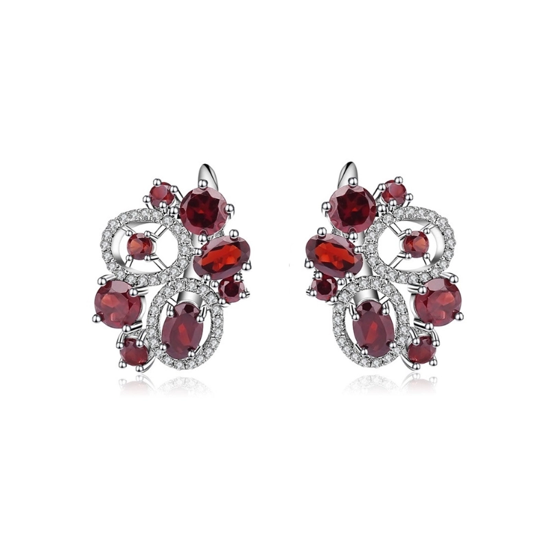 Birthstone January Garnet Statement Elegant Earrings from CALESSIA