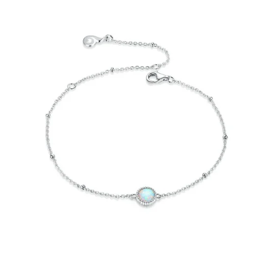 Delicate bracelet in sterling silver with opal birthstone 1
