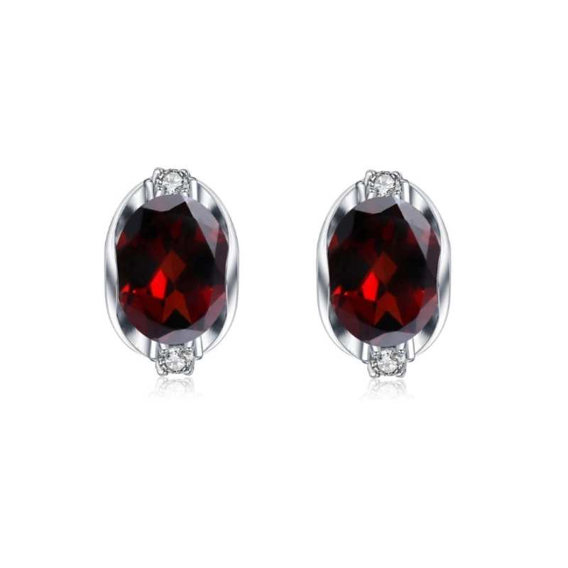 Garnet Elegant Earrings in Sterling Silver from CALESSIA