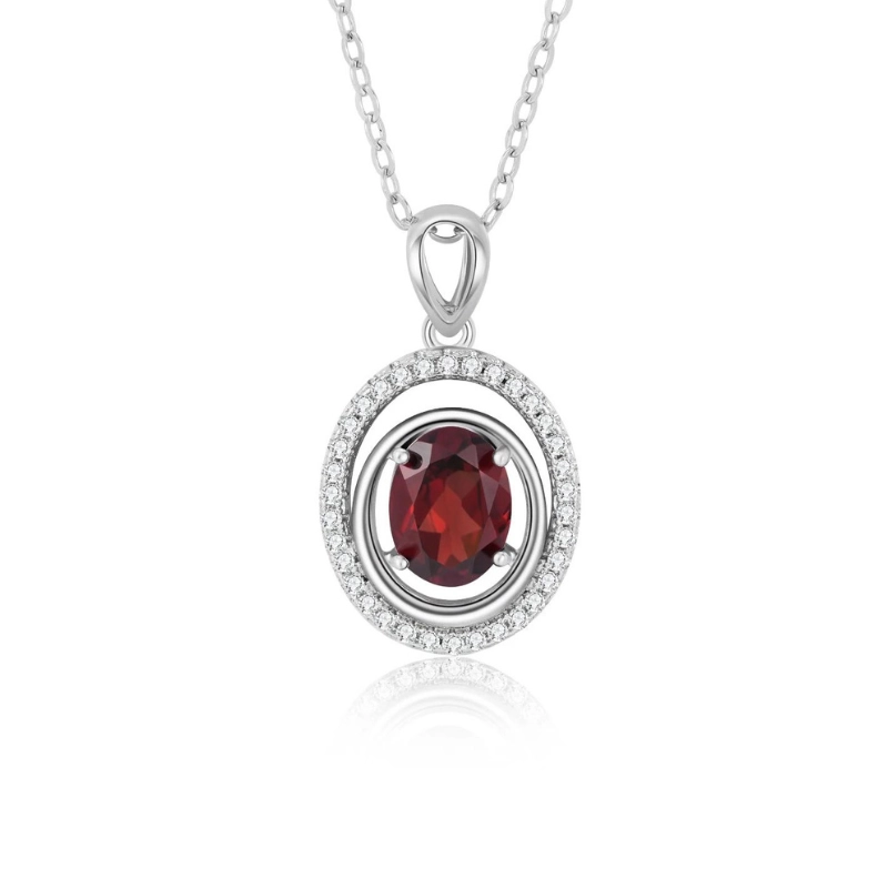 birthstone-january-garnet-elegant-silver-necklace-main image