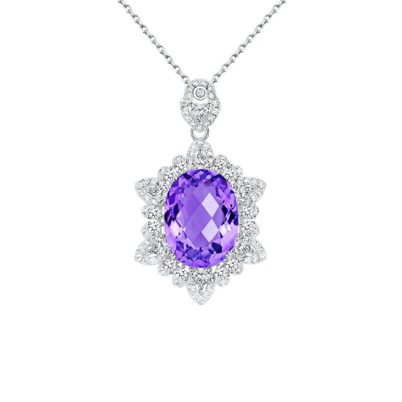 Classy pendant necklace with amethyst birthstone - main image