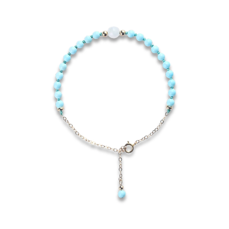 Delicate Baby Blue Bracelet with Turquoise Birthstone - main 3