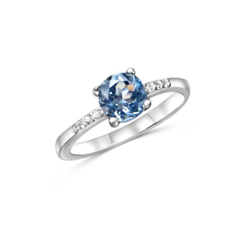 Delicate aquamarine ring in silver - adjustable main image