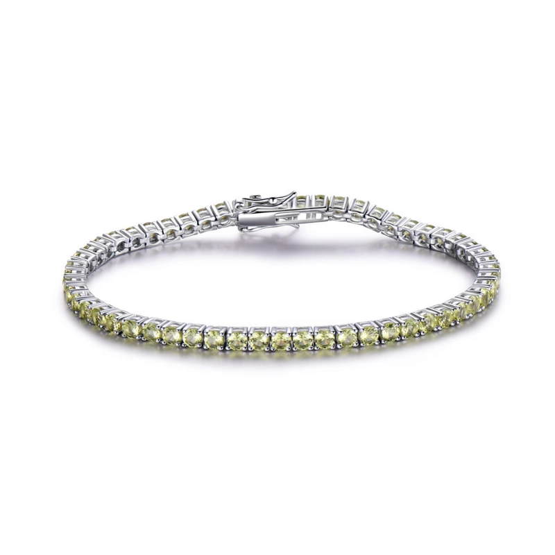 Elegant Bracelet with Peridot Birthstones in Sterling Silver -main