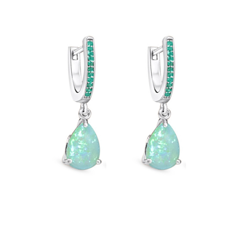 Elegant Drop Opal Birthstone Earrings from CALESSIA Jewelry