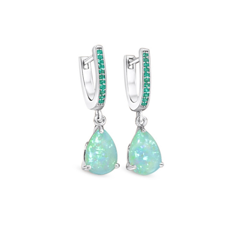 Elegant Drop Opal Birthstone Earrings - main image