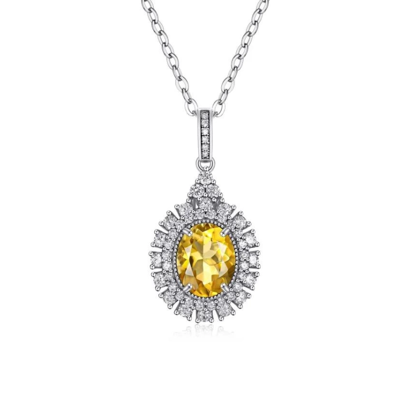Elegant Drop Pendant Necklace with Yellow Topaz Birthstone - main