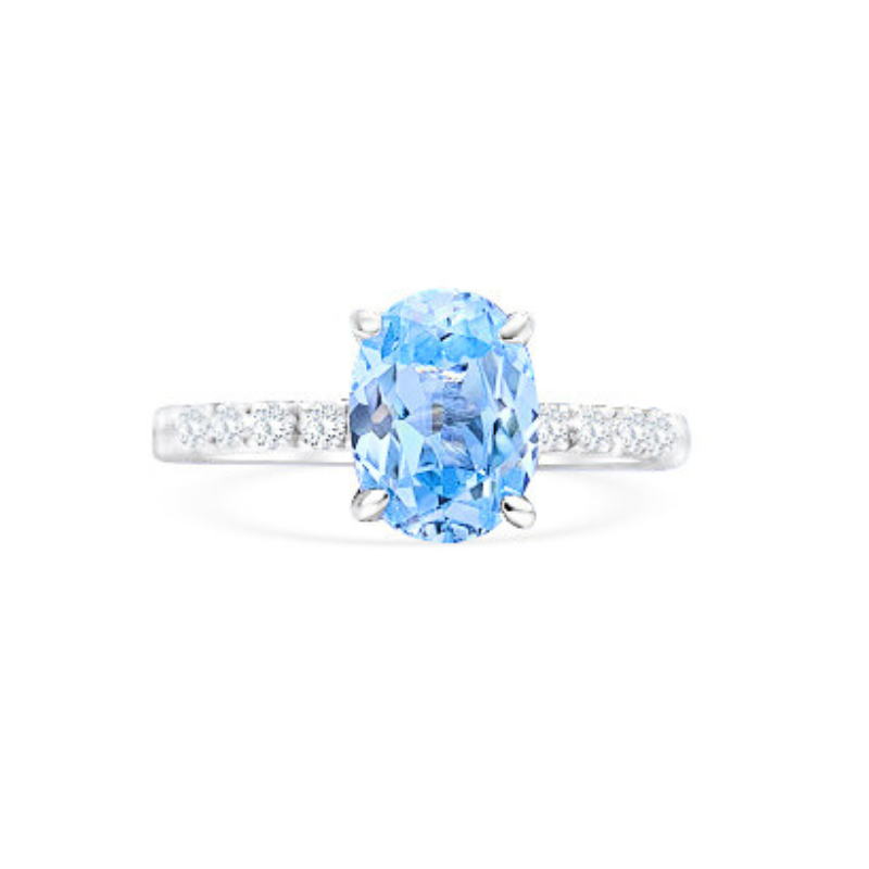 Elegant aquamarine ring in sterling silver - main product image