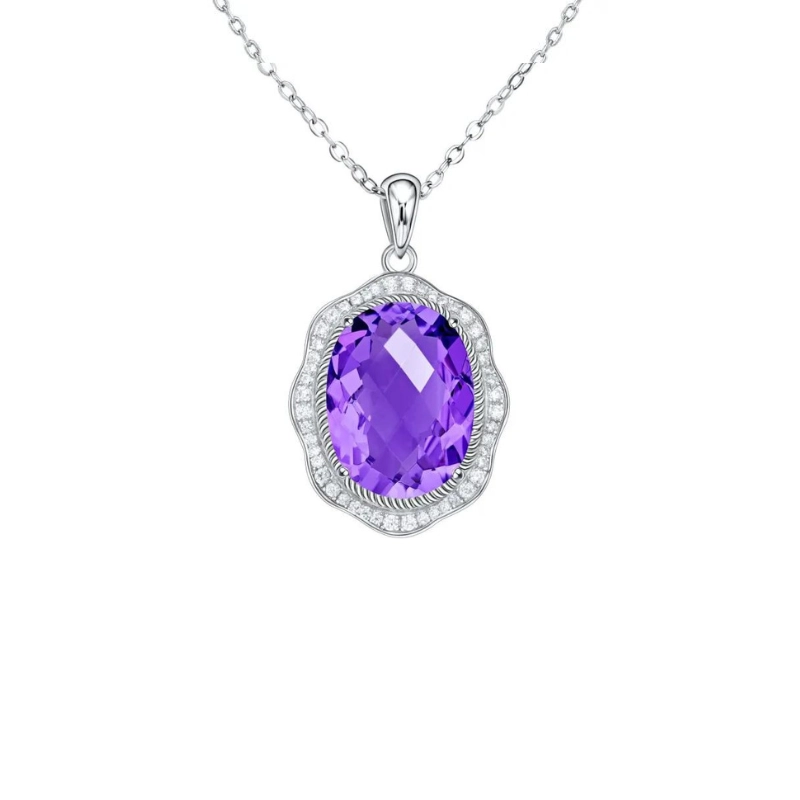 Elegant pendant necklace with amethyst birthstone - main 2