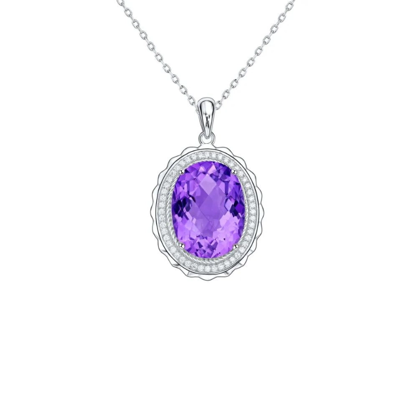 Elegant pendant necklace with amethyst birthstone - main image