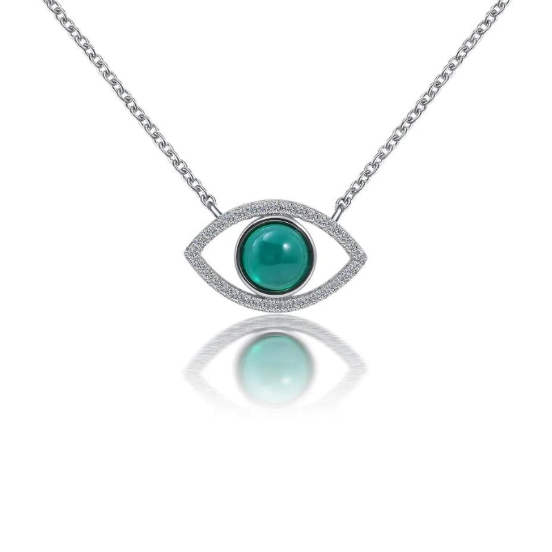 Evil Eye Necklace with Emerald Birthstone - main image