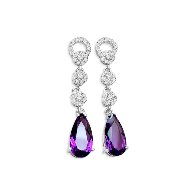 Long statement earrings with amethyst birthstone - main 6