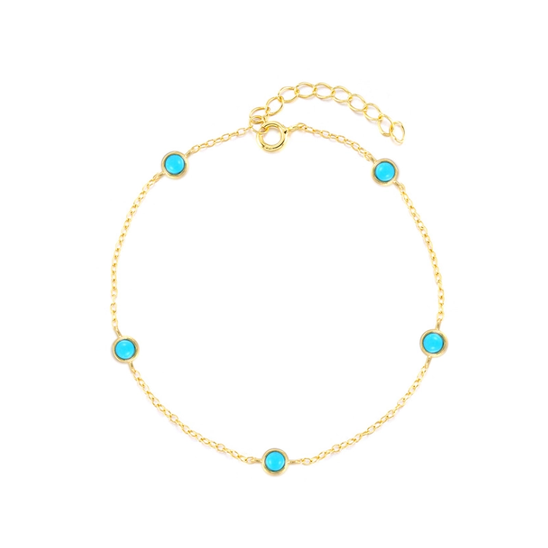 Simple Boho Inspired Bracelet with Turquoise Birthstone - main (2)