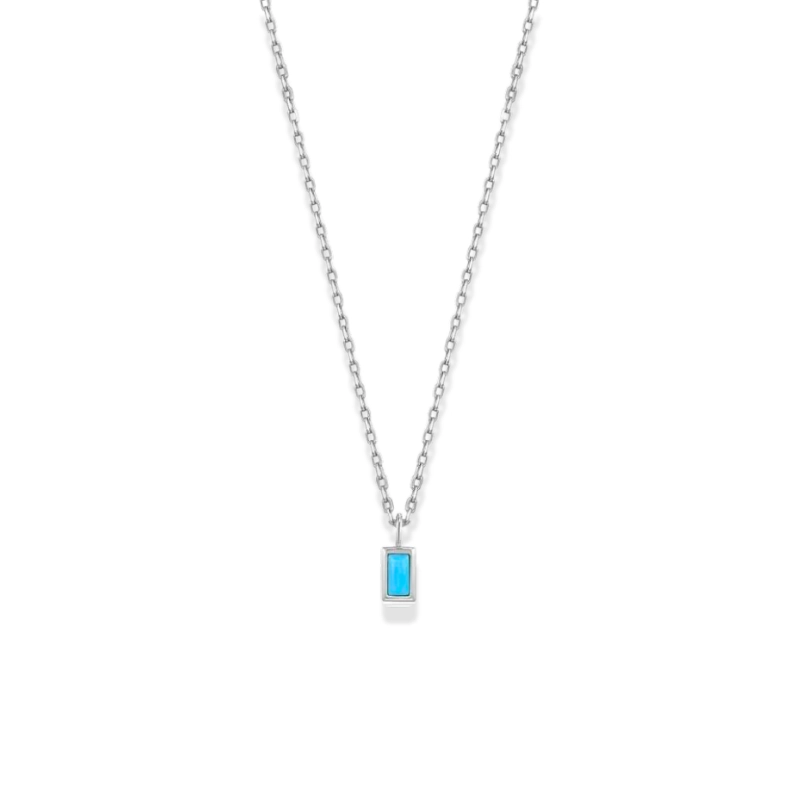 Sophisticated, simple pendant necklace with turqoise birthstone - silver