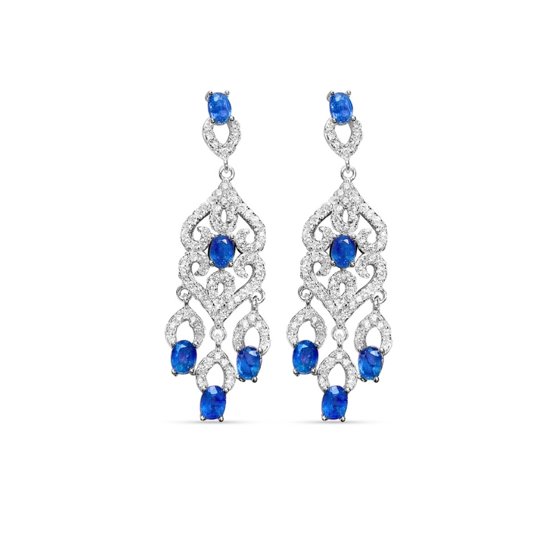 Statement Long Natural Sapphire Birthstone Earrings - main image 3