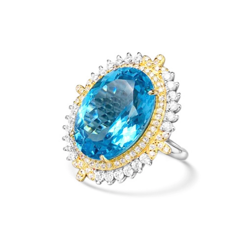 Statement Ring in Silver with Blue Topaz Birthstone - main image