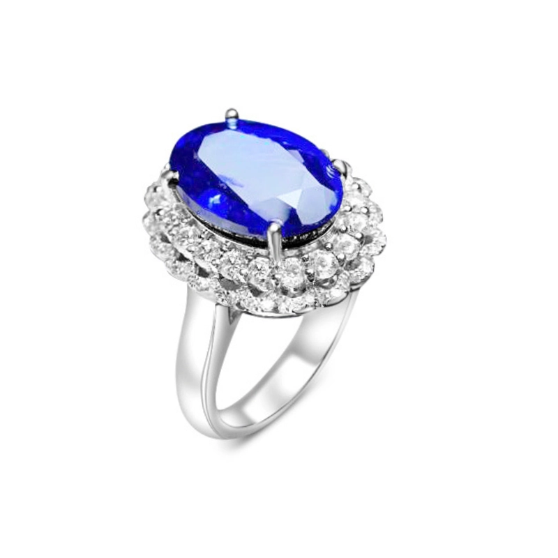 Statement Silver and Sapphire Birthstone Ring - main