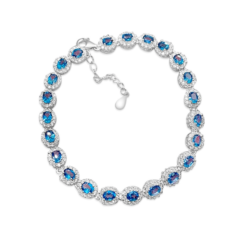 Statement, elegant bracelet with blue topaz birthstone - main