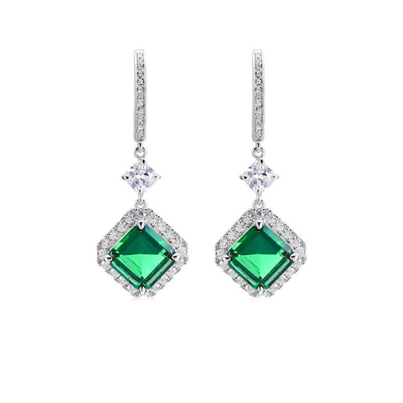 Sterling Silver Classy Earrings with Cultivated Emerald from CALESSIA (1)