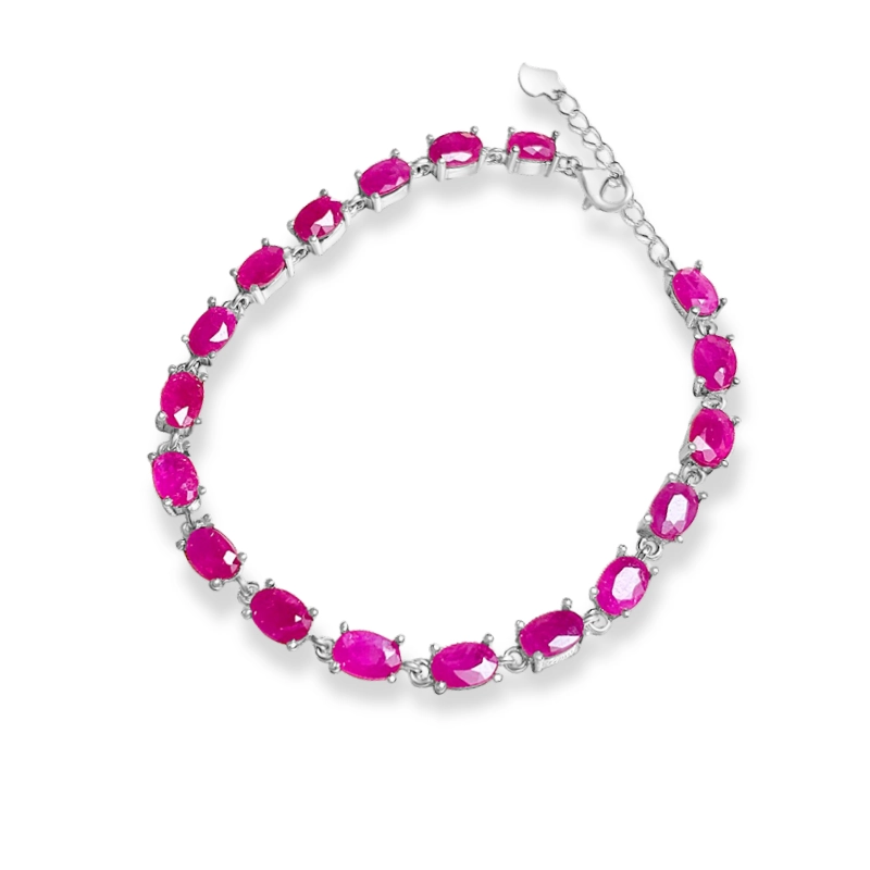 Classy Bracelet with Ruby Birthstones - main