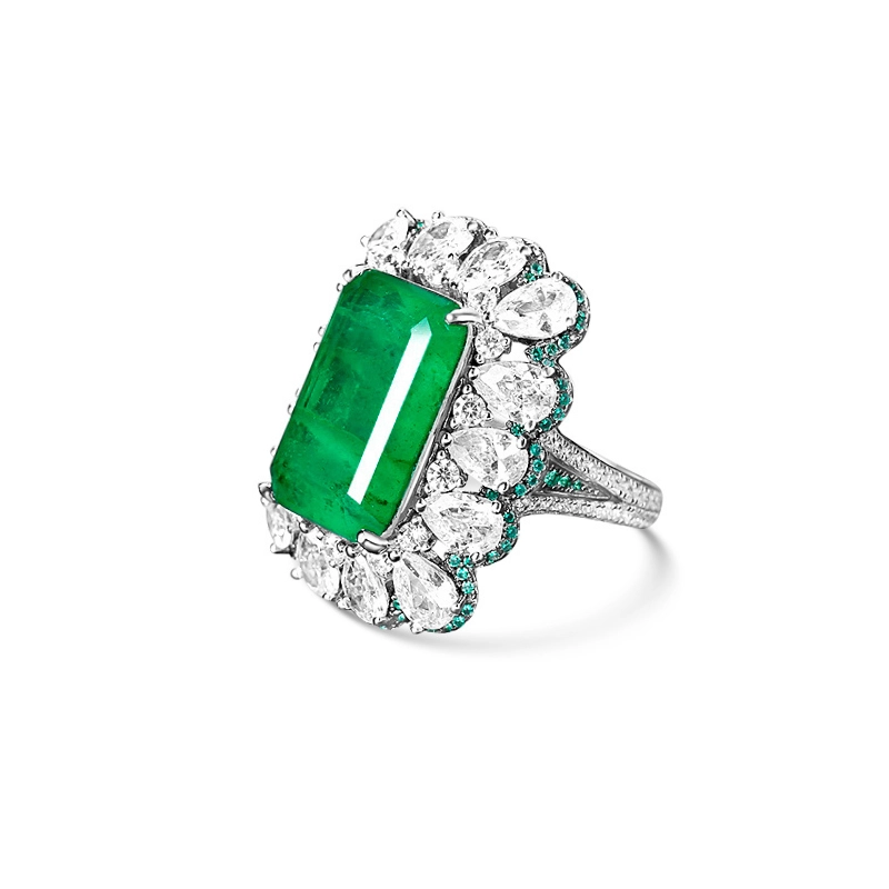 Classy Statement Ring with Emerald Birthstone - main image