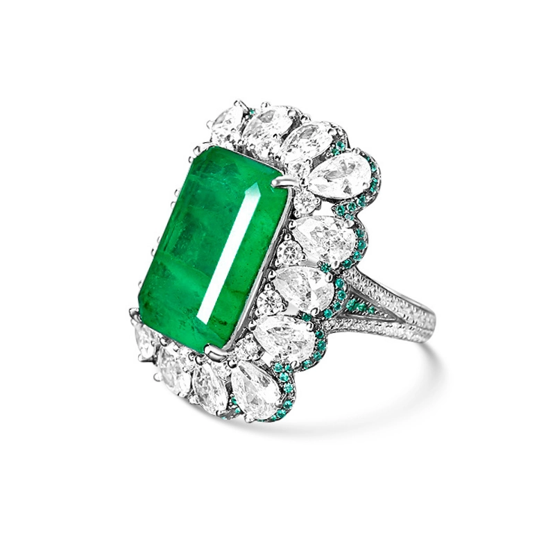 Classy Statement Ring with Emerald Birthstone - main image