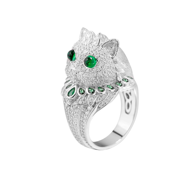 High-end Statement Ring with Birthstone Emerald Stones - main image