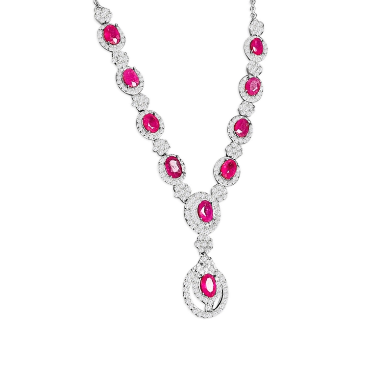 Statement, Elegant Necklace with Ruby Birthstones from CALESSIA (1)