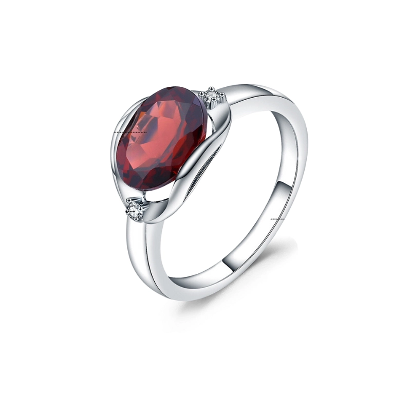 Elegant Natural Garnet Birthstone Ring from CALESSIA Jewelry 3