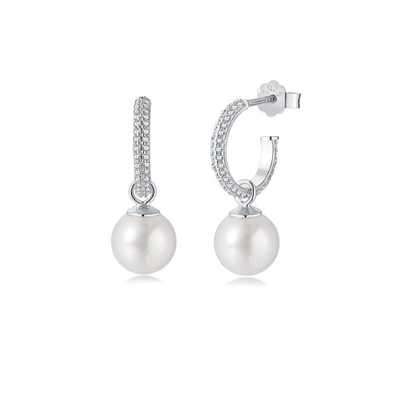 Stylish Pearl Earrings in Sterling Silver from CALESSIA (2)